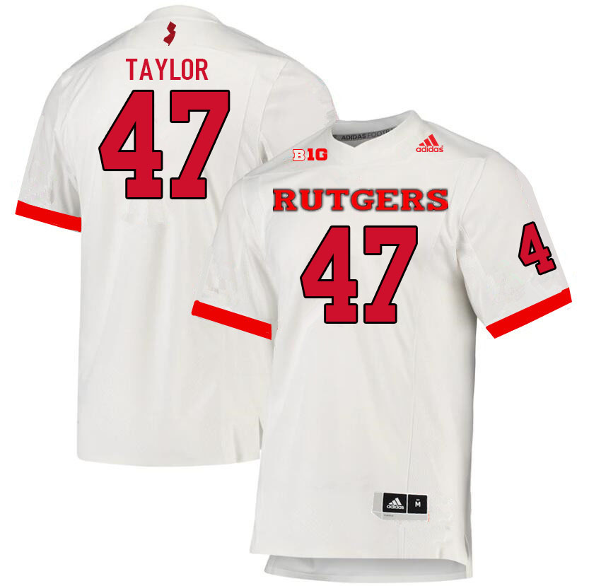 Men #47 Billy Taylor Rutgers Scarlet Knights College Football Jerseys Sale-White - Click Image to Close